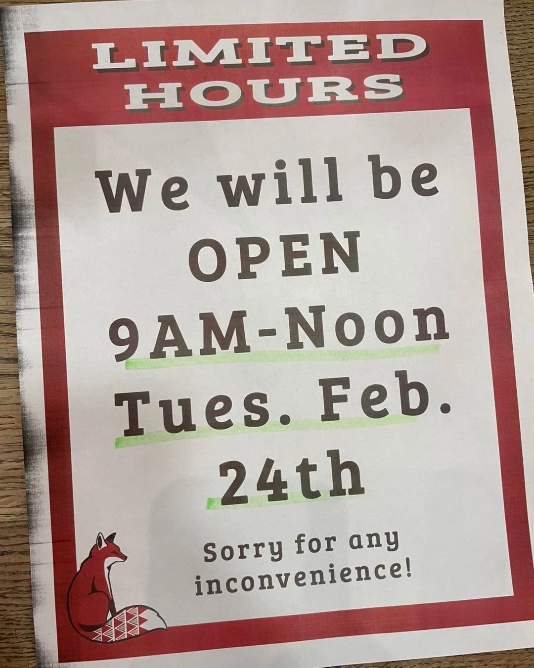 We have LIMITED HOURS 9AM-NOON on Tuesday February 24th! All available workers are seeing clients from Noon onward, so we have to close the store early. Thanks for understanding! 🫶