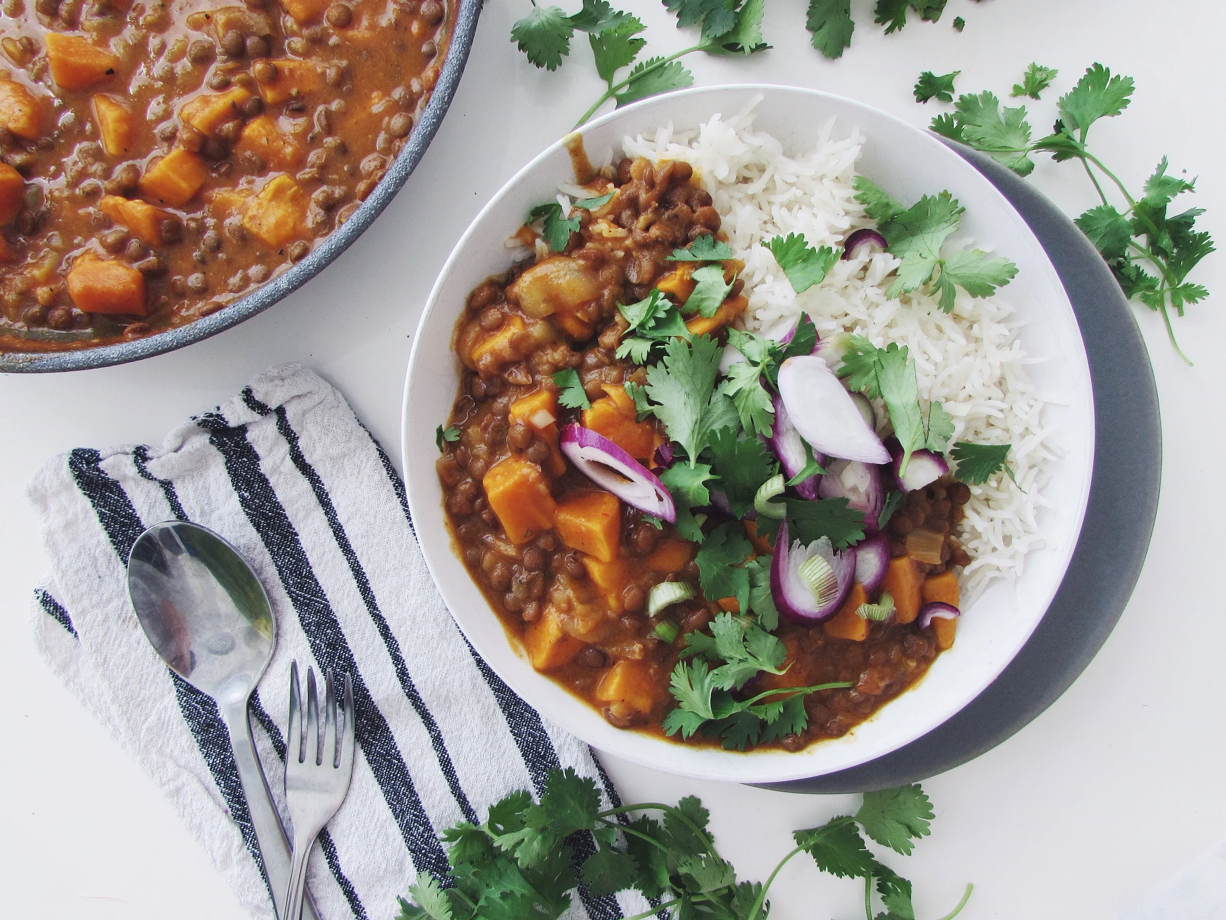 sweet potato + lentil curry 