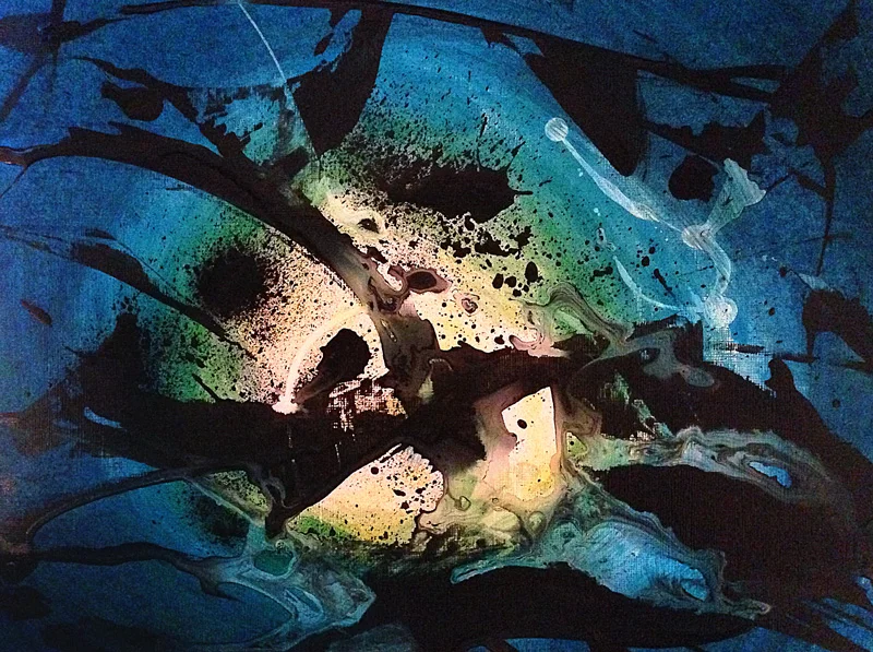 Depth Charge, acrylic on paper, 9X12”, 2015