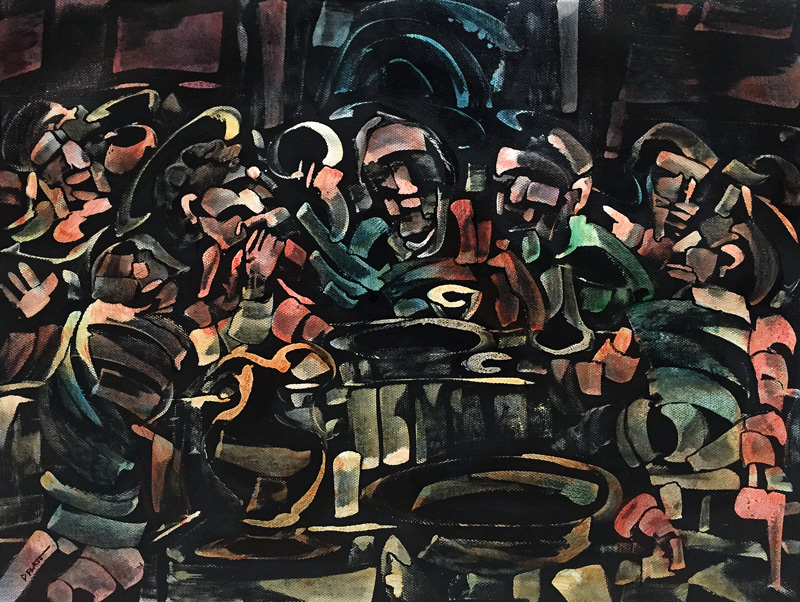 The Last Supper, acrylic on canvas, 12X16”. 2016