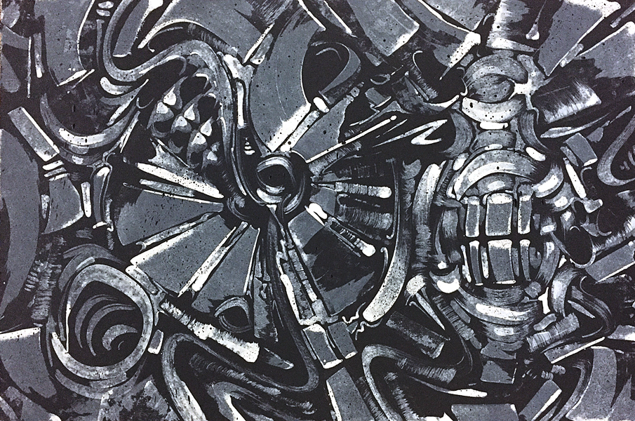 Untitled, acrylic on paper, 12X18”, 2017