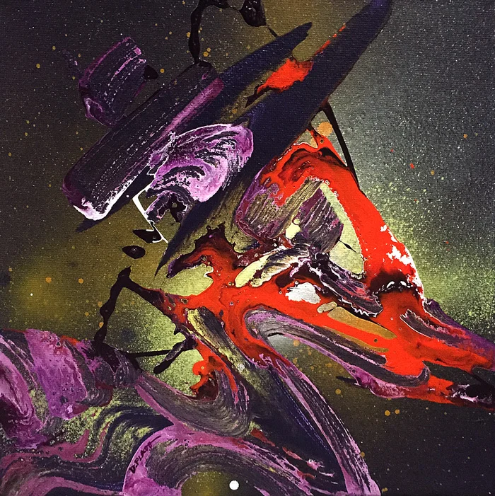 Untitled, acrylic / spray paint on canvas, 8X8", 2016