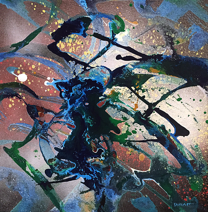 Untitled, acrylic / spray paint on canvas, 8X8", 2016