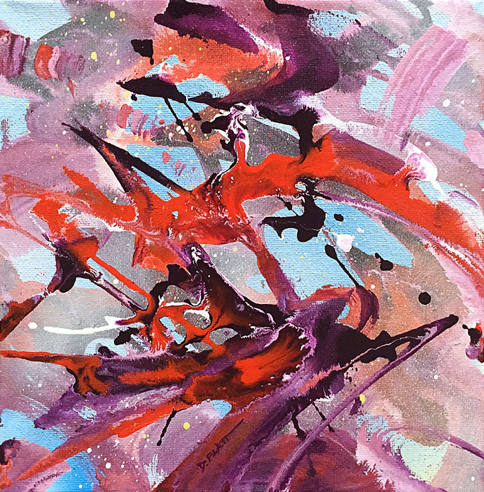 Untitled, acrylic / spray paint on canvas, 8X8", 2016