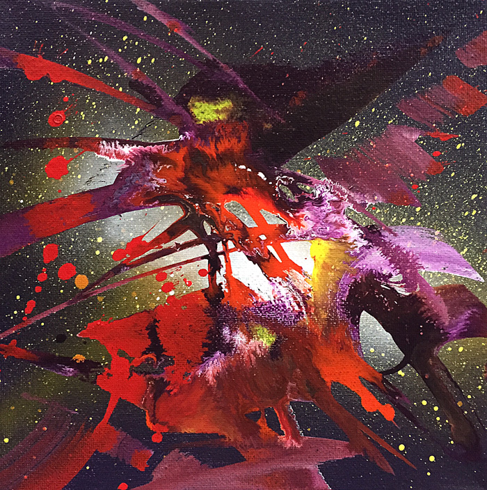 Untitled, acrylic / spray paint on canvas, 8X8", 2016