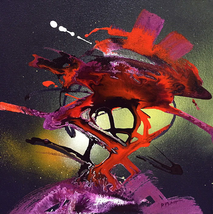 Untitled, acrylic / spray paint on canvas, 8X8", 2016