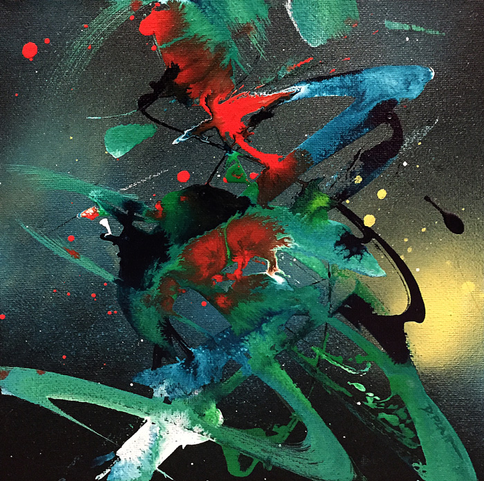 Untitled, acrylic / spray paint on canvas, 8X8", 2016