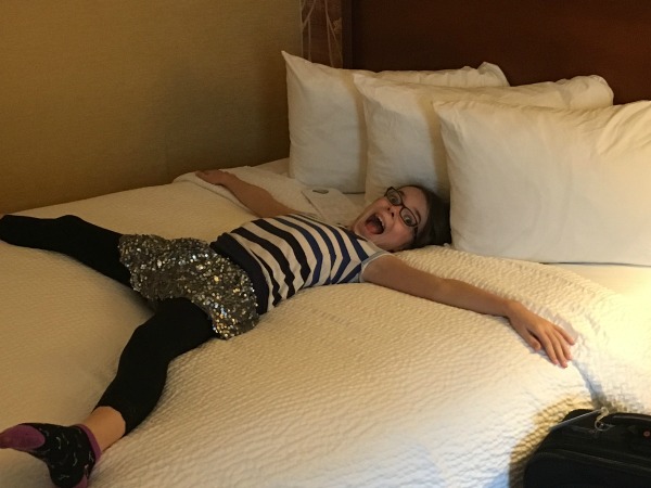 When you're the only kid on the trip, you get a HUGE bed all to yourself. It's good to be queen.