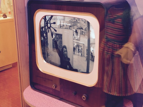Tess on tv in the 1950s, Mary Ellen doll display.