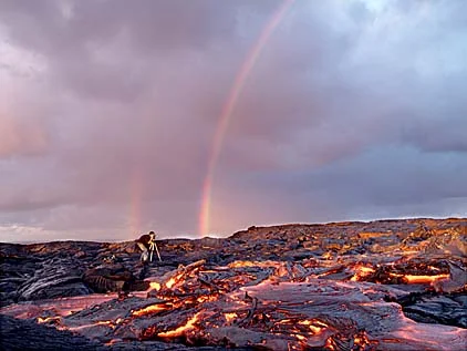 Grant shooting lava in Hawai`i, by Don Swanson, USGS Hawaiian Volcano Observatory, courtesy of the Honolulu Advertiser