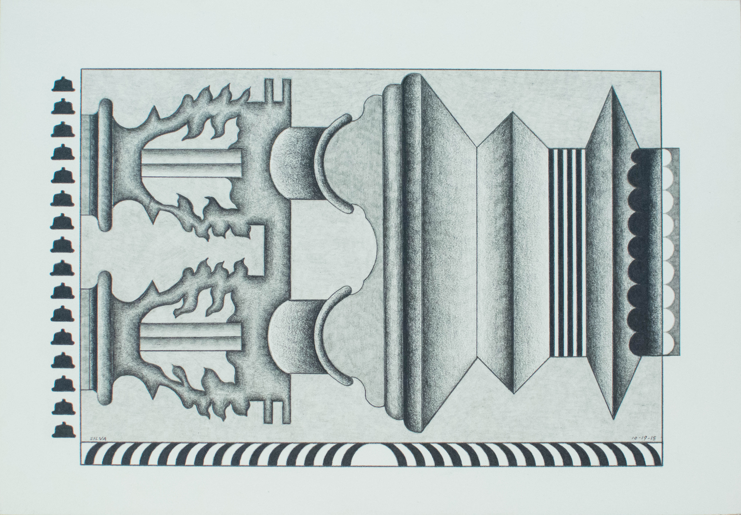 10-19-15, 2015, Graphite on paper, 7 x 10 inches