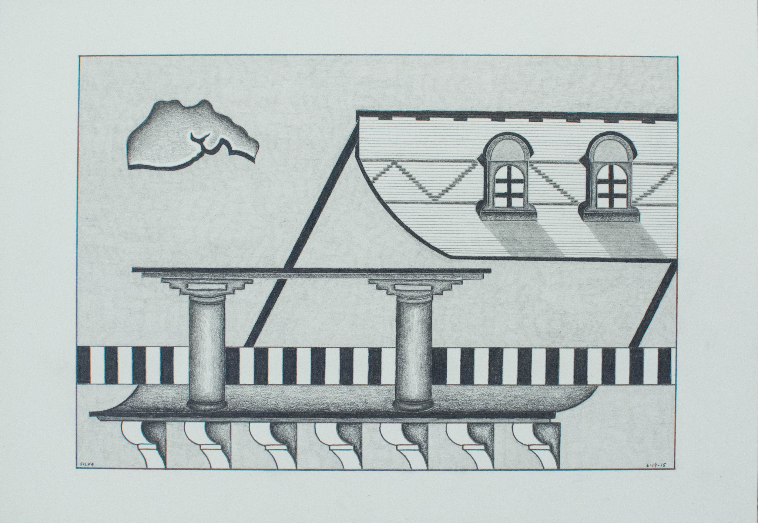 6-19-15, 2015, Graphite on paper, 7 x 10 inches