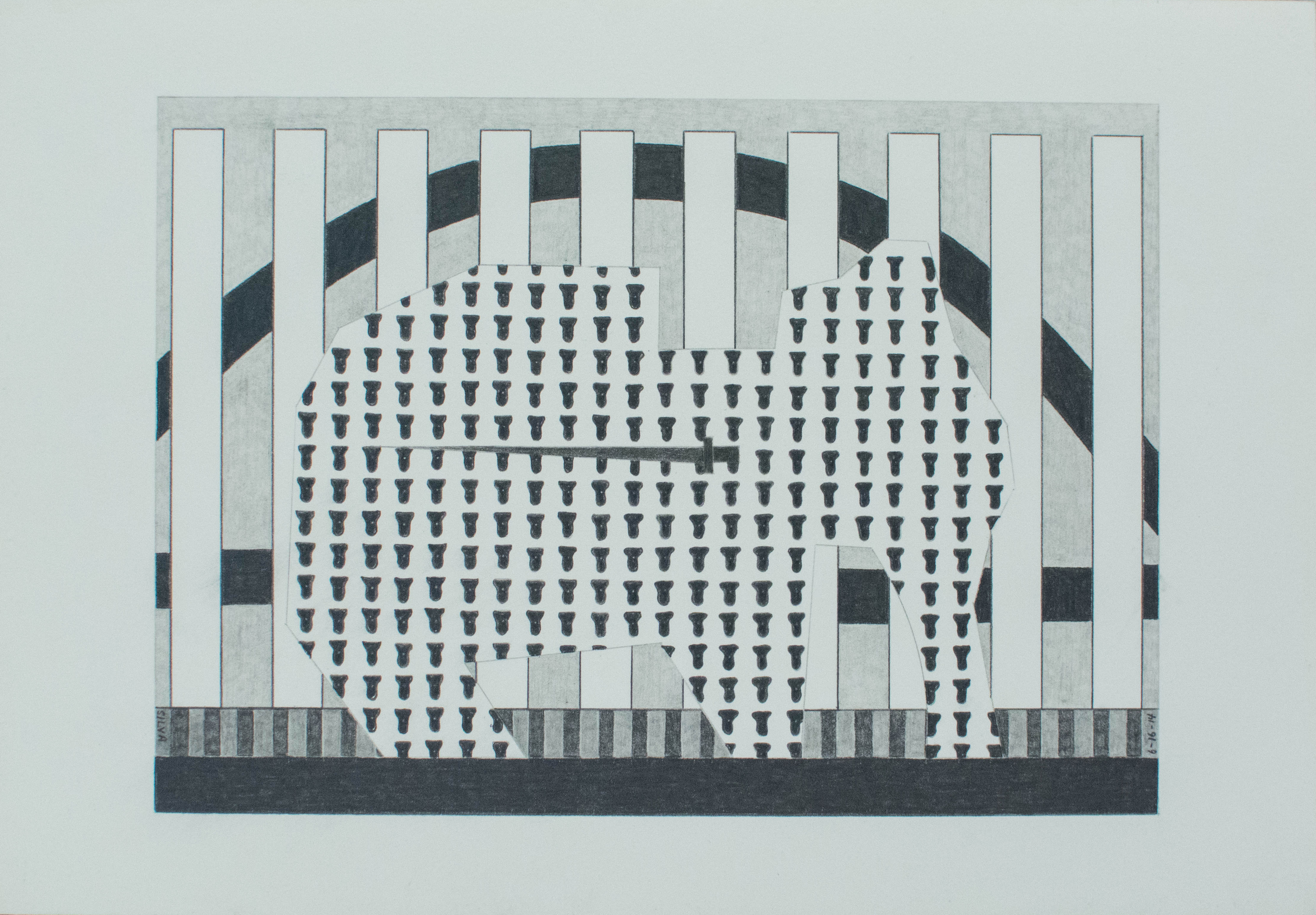 6-16-14, 2014, Graphite on paper, 7 x 10 inches