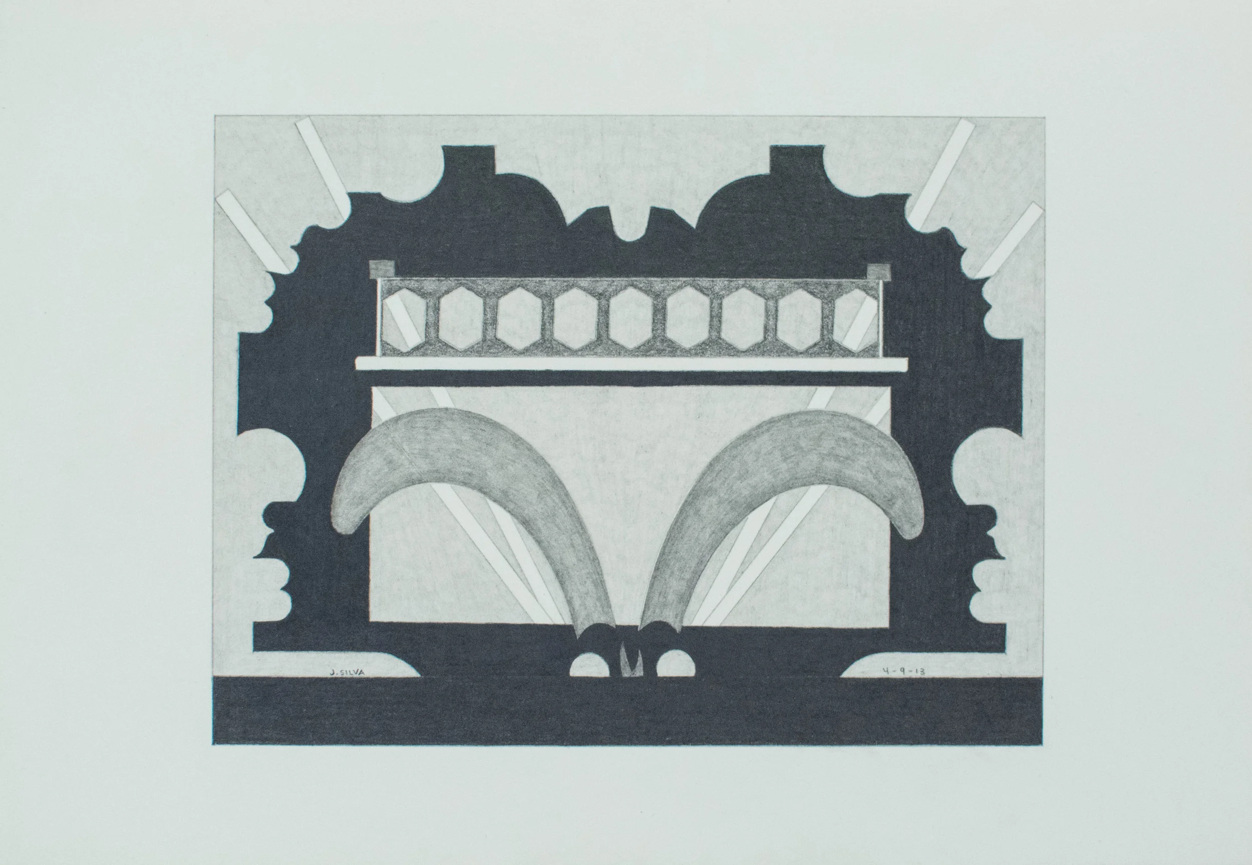 4-9-13, 2013, Graphite on paper, 7 x 10 inches