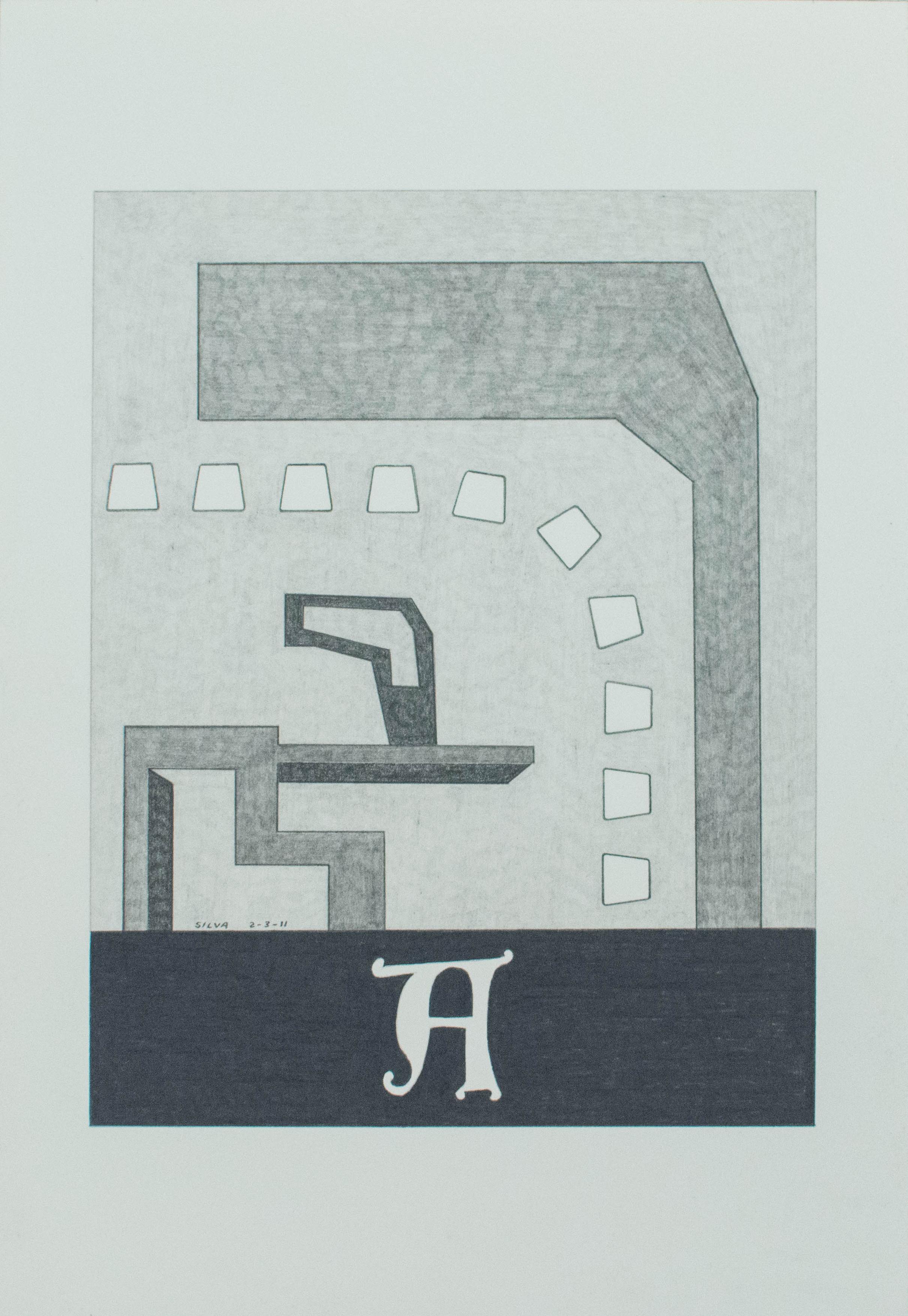 2-3-11, 2011, Graphite on paper, 7 x 10 inches