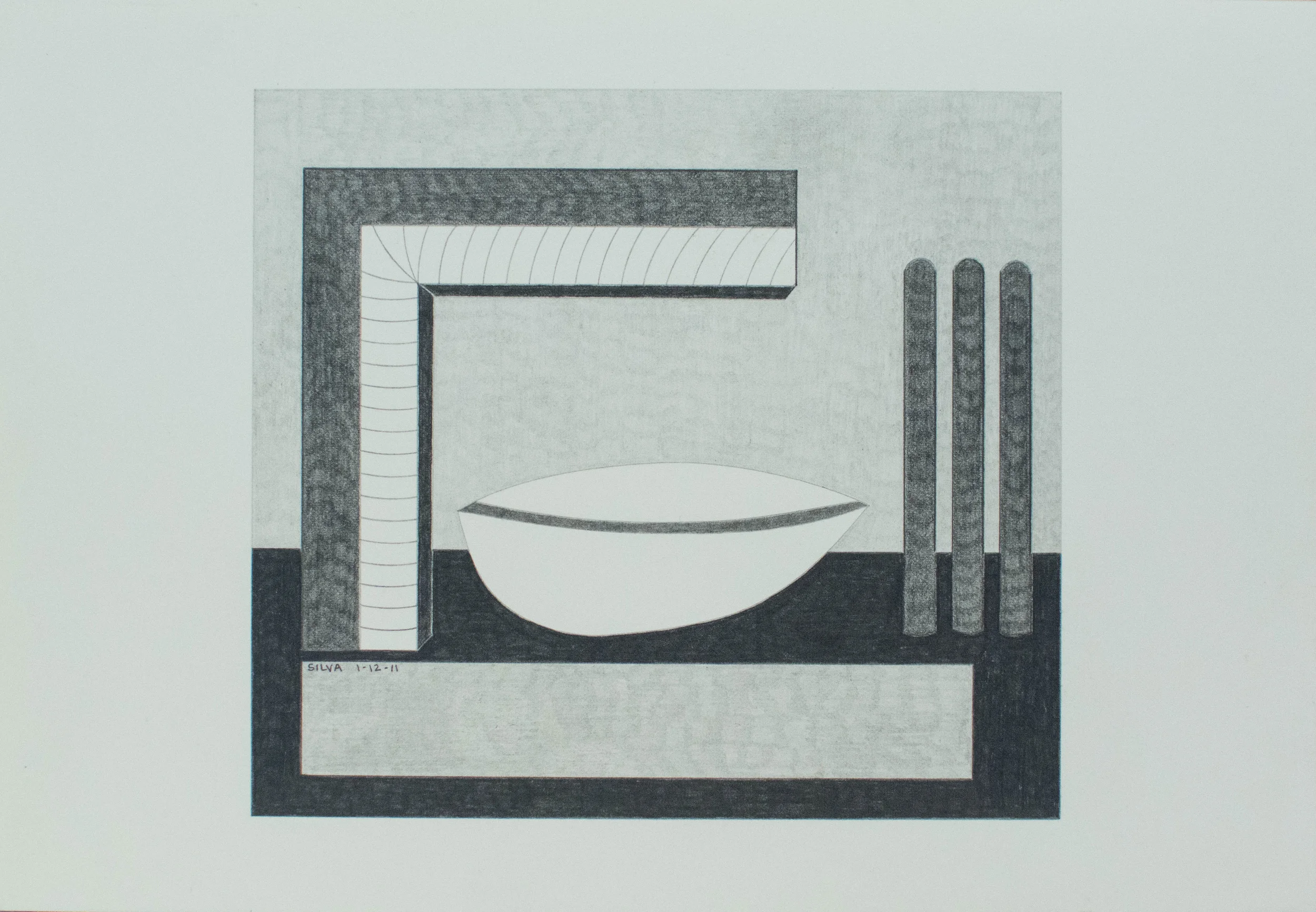 1-12-11, 2011, Graphite on paper, 7 x 10 inches