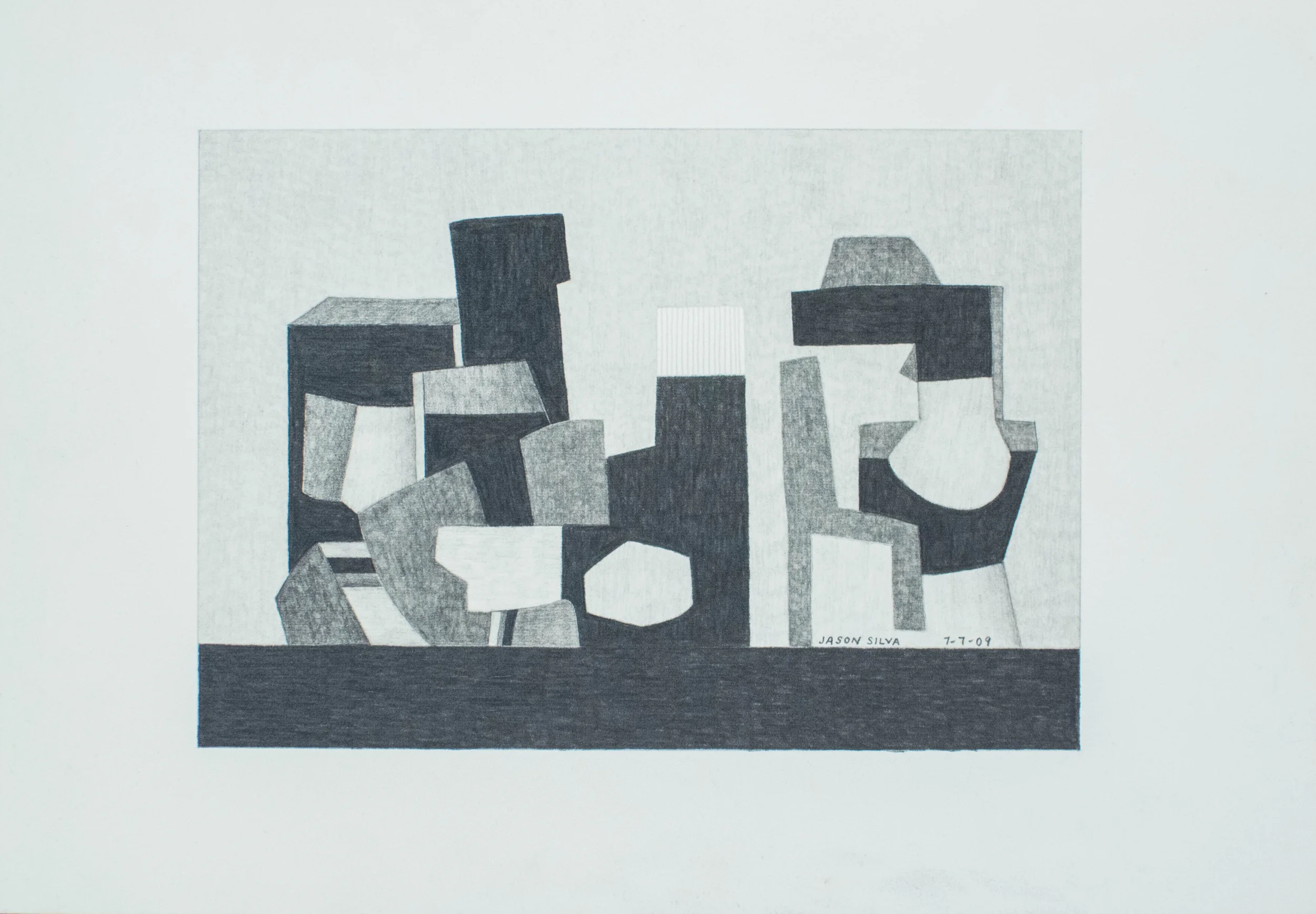 7-7-09, 2009, Graphite on paper, 7 x 10 inches