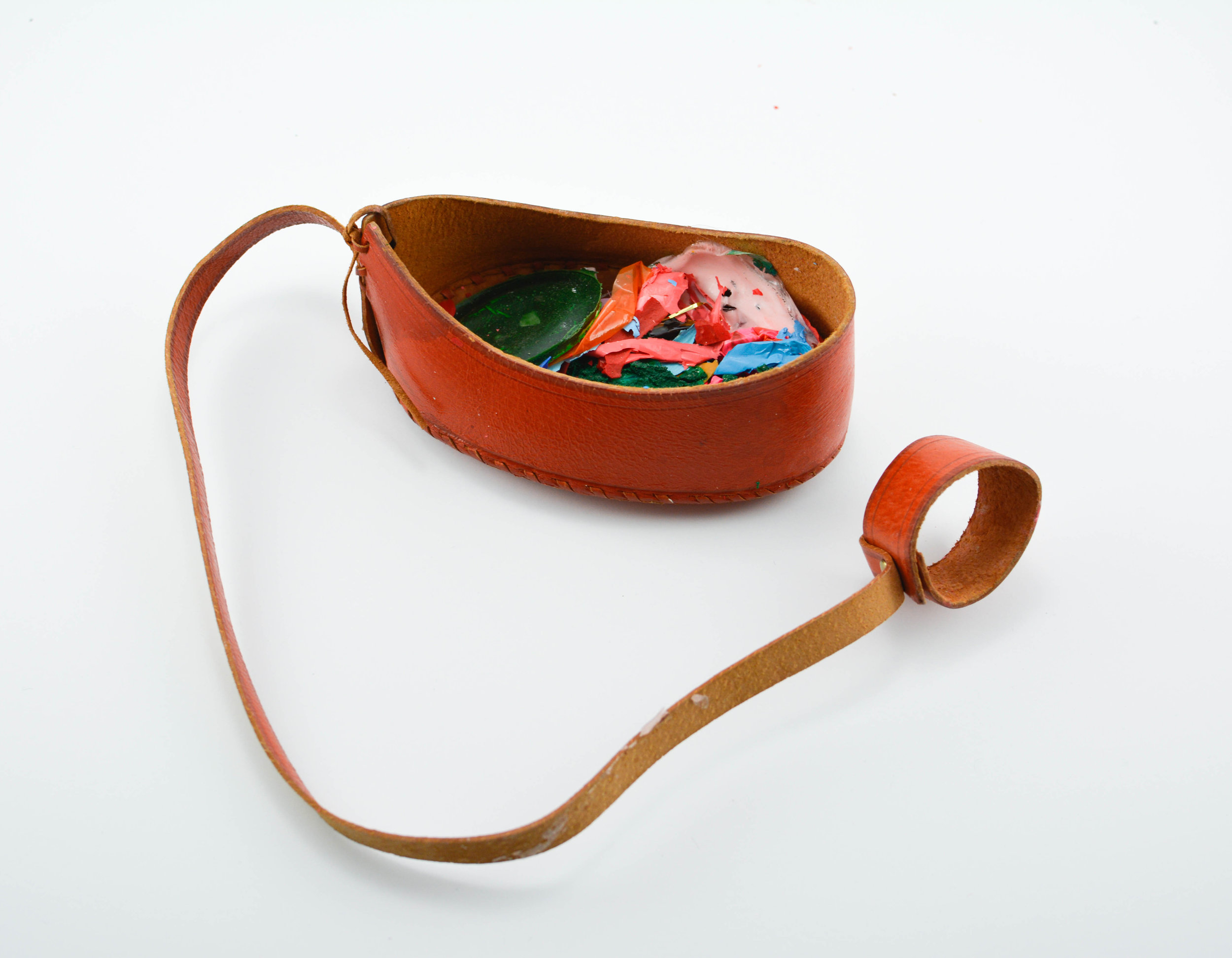  Meg Franklin,  Leather Case with Paint and Wax Chips  