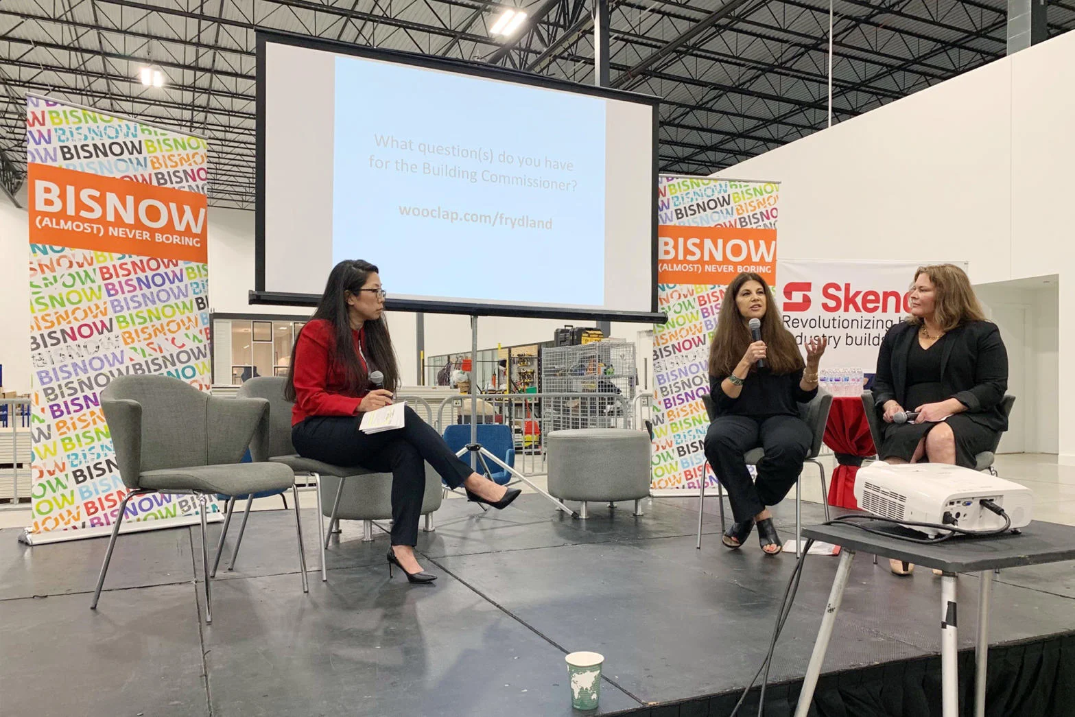 Jenny Han kicks off this morning’s fireside chat with Buildings Commissioner Judy Frydland and MAPS president Heather Morrison. Photos courtesy of Skender .