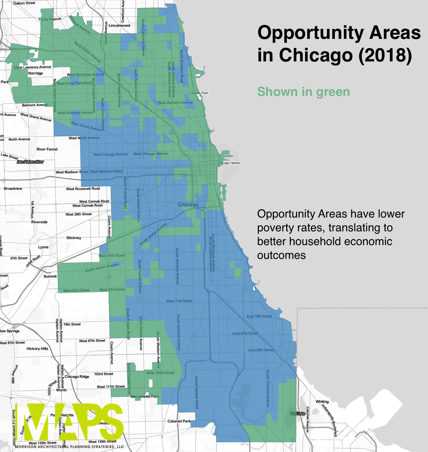 A map of Opportunity Areas in Chicago.