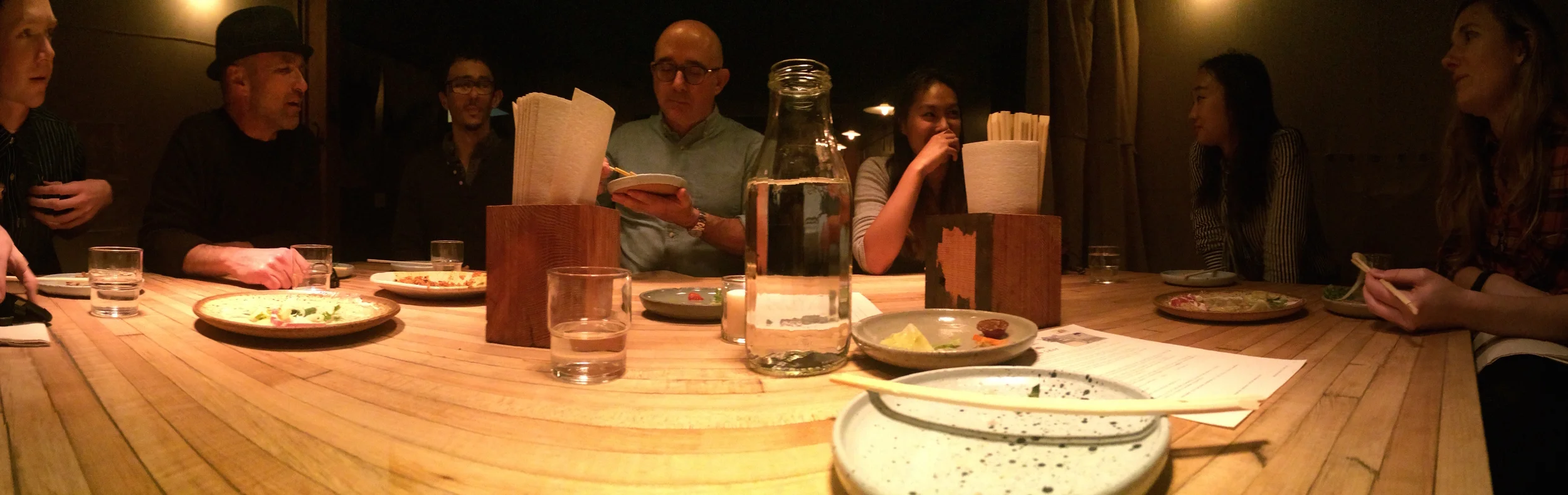 Enjoying the Pickle Plate, Squid & Pork Fried Rice, and Little Gem Salad appetizers. Photo by Cody.