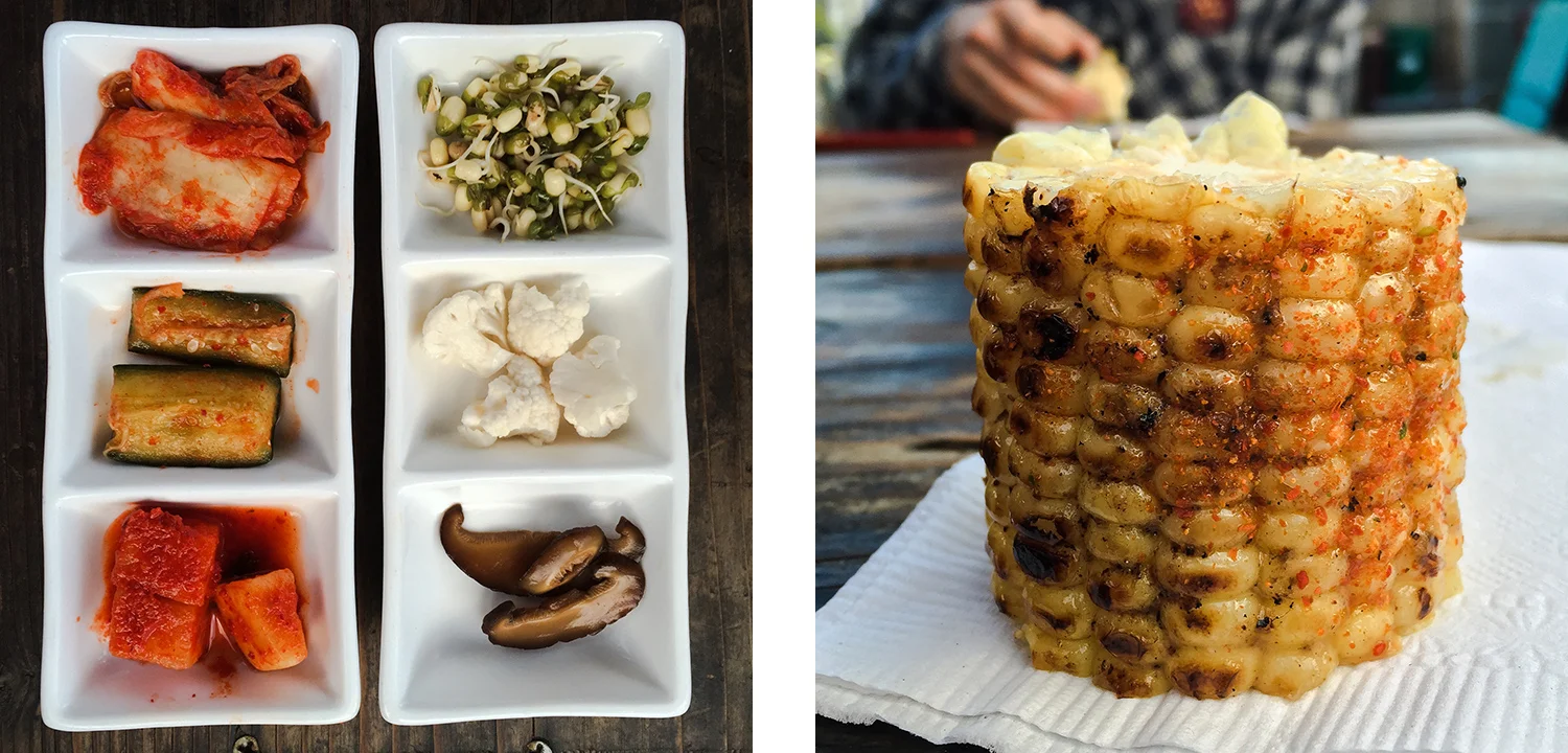 Pickled vegetables to accompany the main courses and the miso butter grilled corn. Photos by Noel.