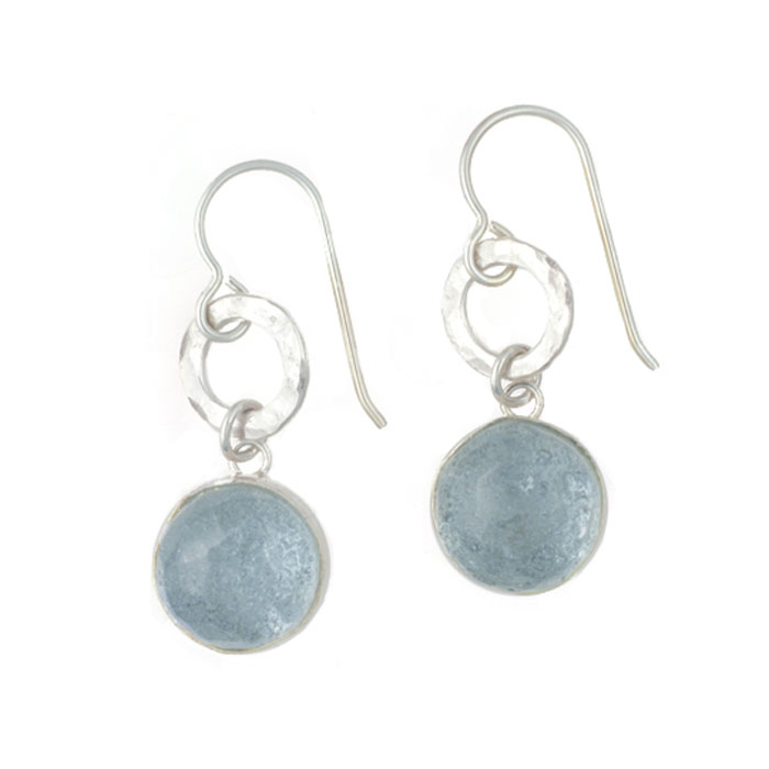 Blue Grey Double Circle Earring