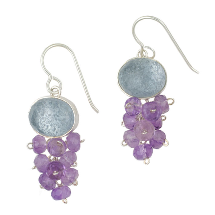 Cheri Earrings in Blue Grey and Amethyst