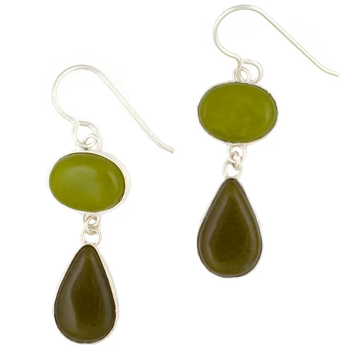 Duo- Pea Green and Olive Green Earrings