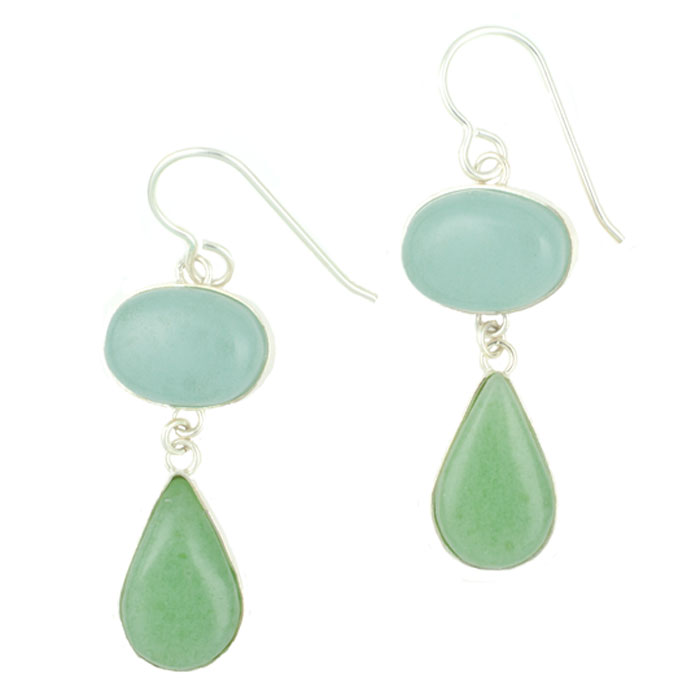 Duo- Pale Aqua and Mint Green Earrings