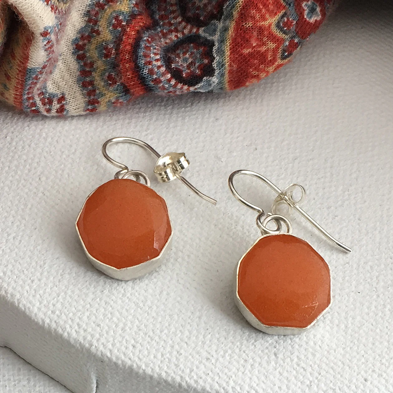 Clementine Earrings- Simple Orange Handmade Glass Dangle Earrings 