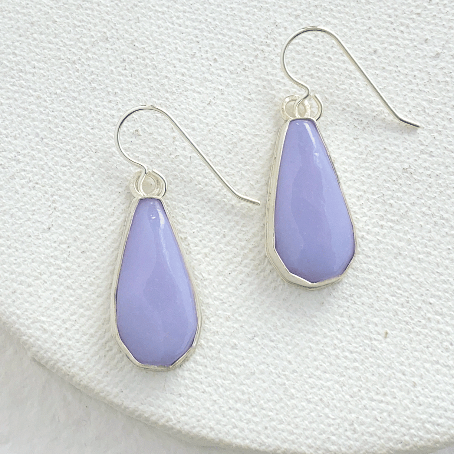 Inspire Earrings- Bright Lavender Handmade Glass Teardrop Earrings