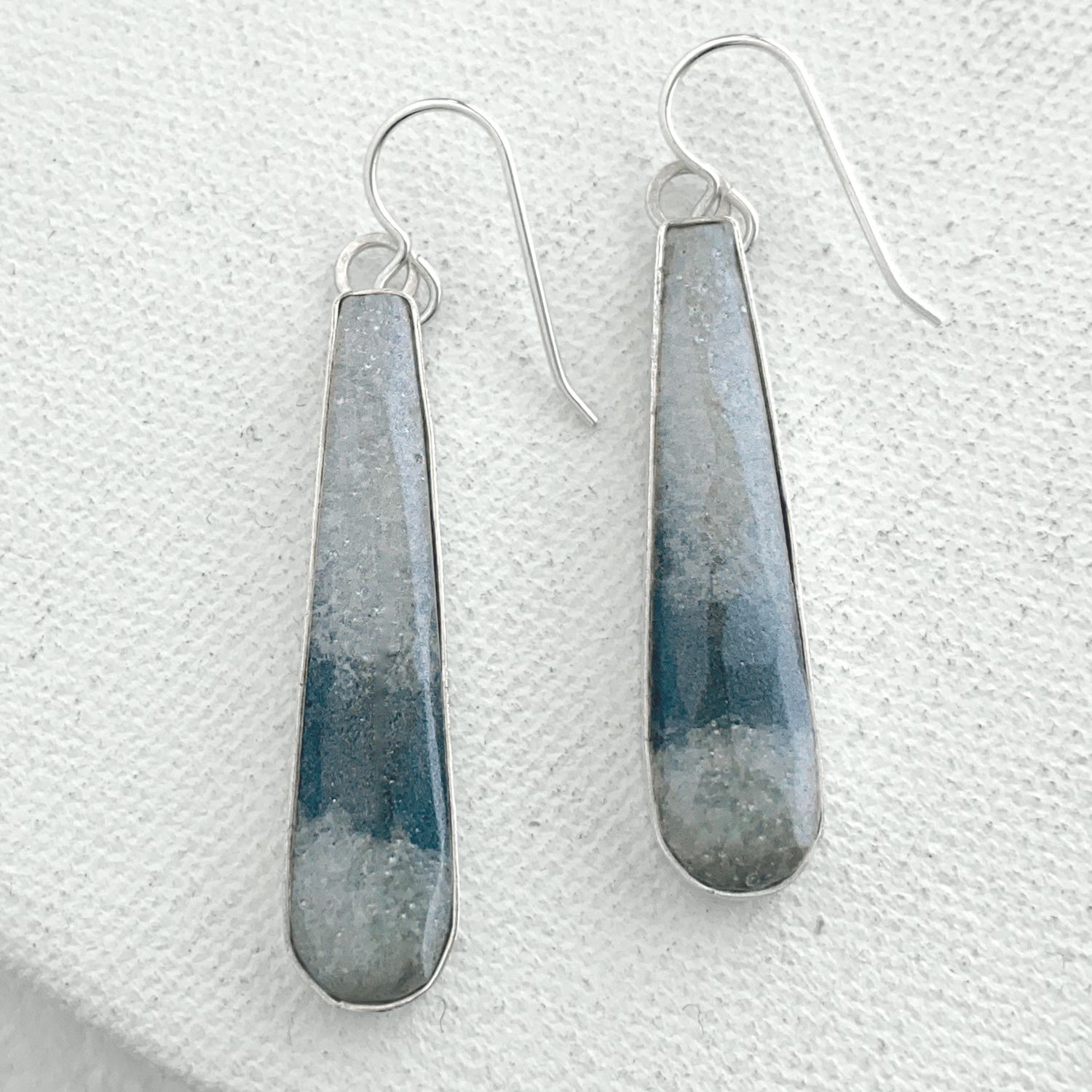 Intention Earrings- Grey and Black Handmade Glass Teardrop Earrings