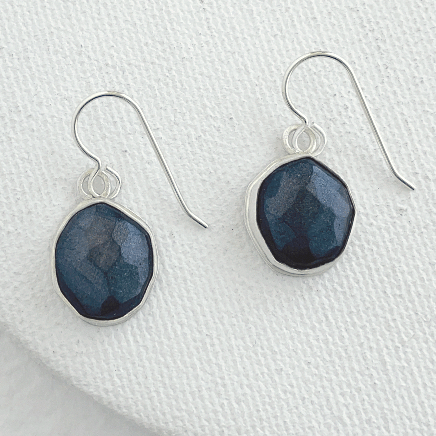 Black Velvet Earrings- Black Oval Handmade Glass Earrings