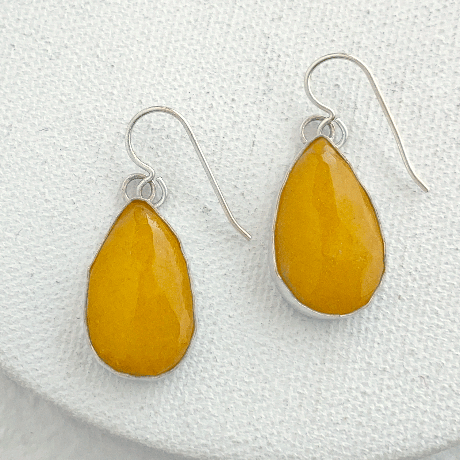 Delight Earrings- Bright Yellow Handmade Glass Teardrop Earrings