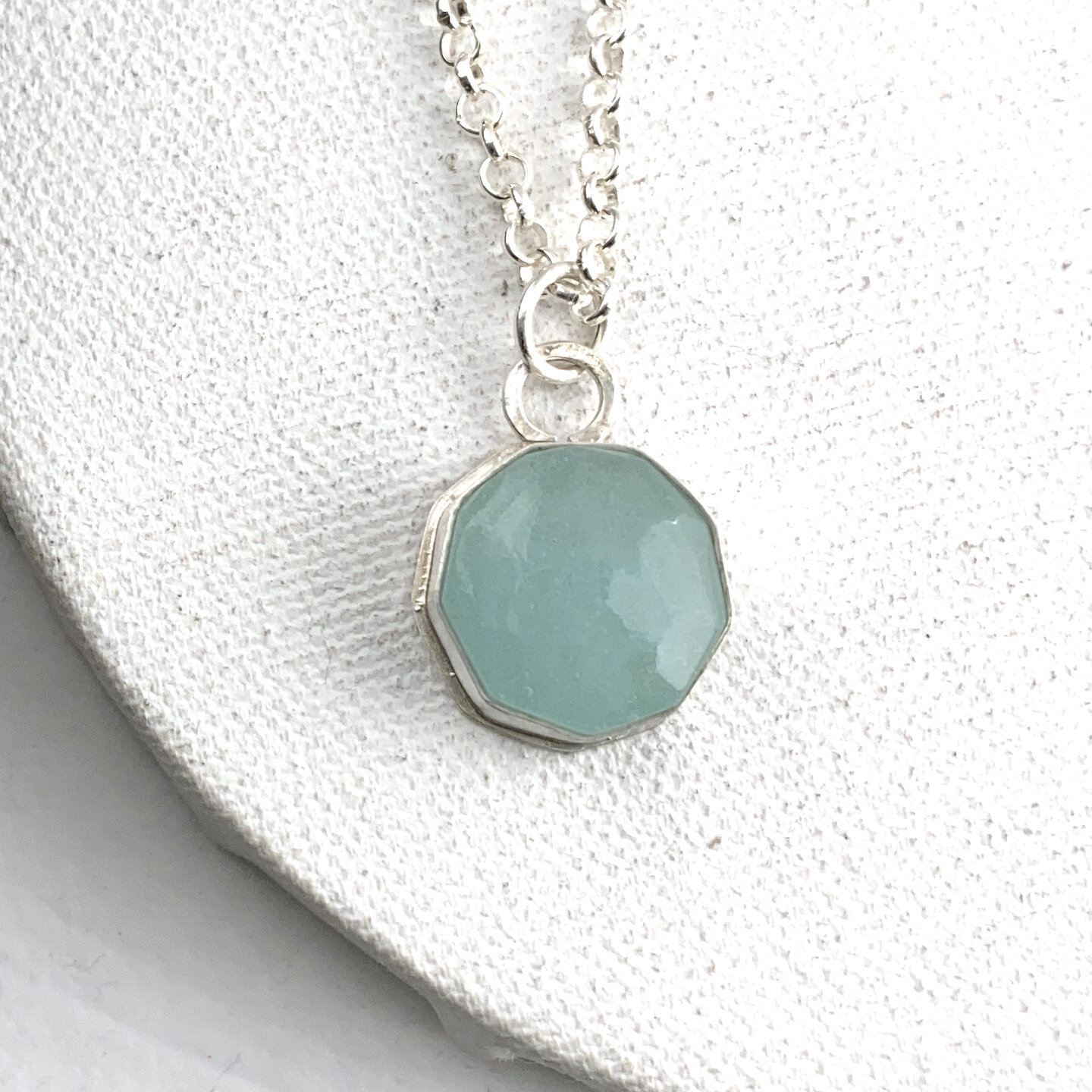 Always Necklace- Pale Blue Round Handmade Glass Pendant