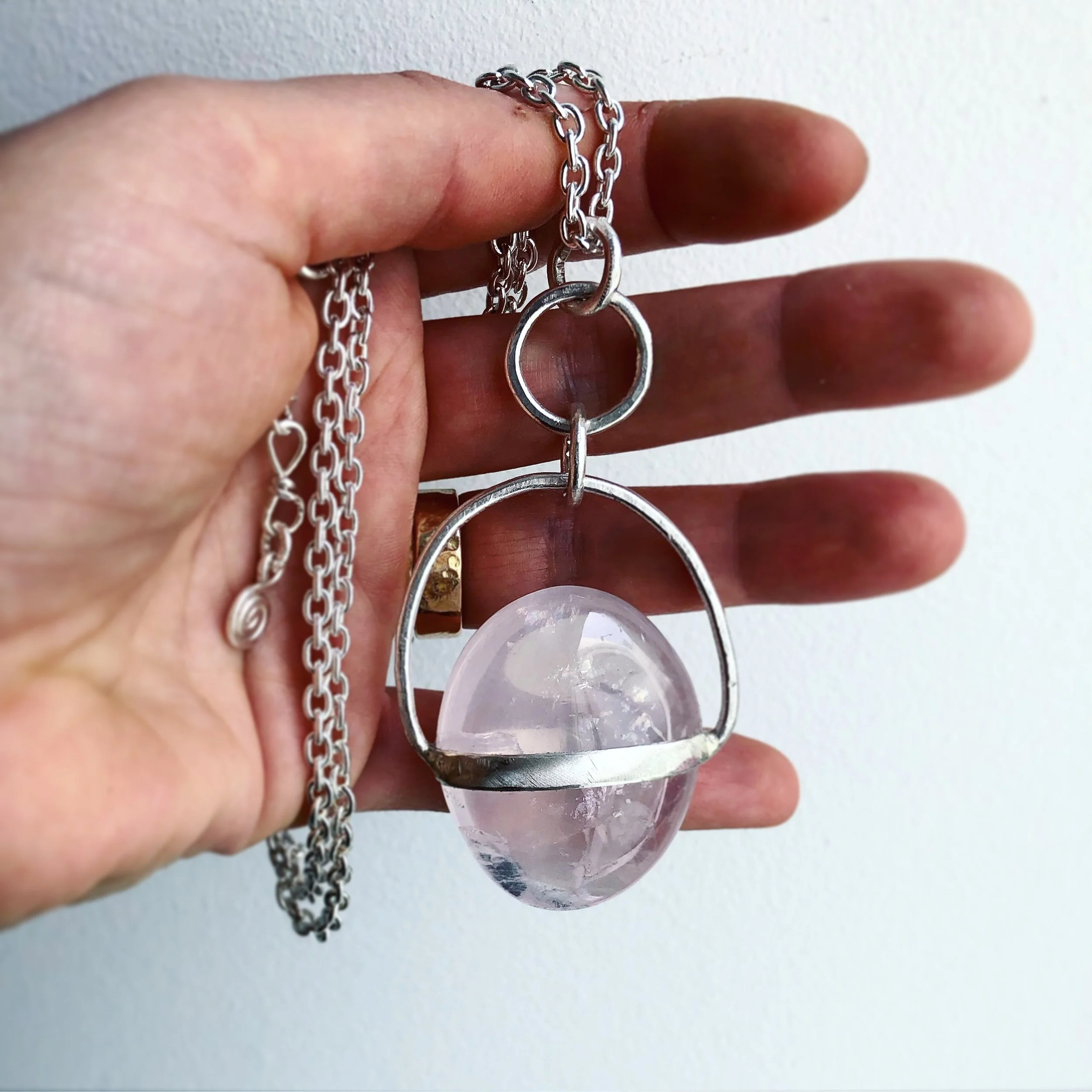 Rose Quartz Strap Necklace