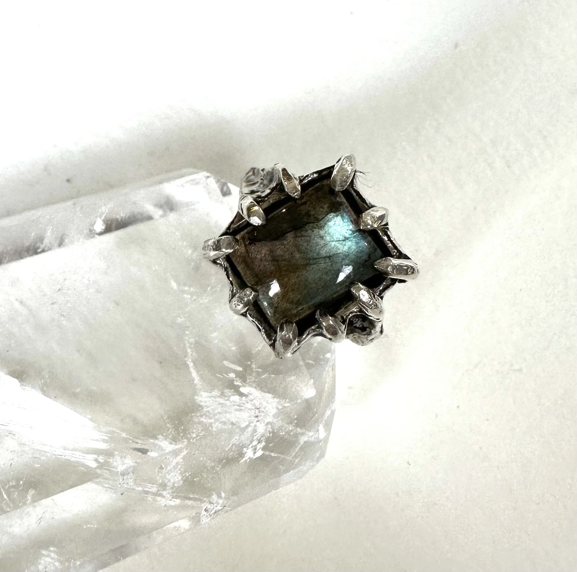 Labradorite Silver Talon Ring