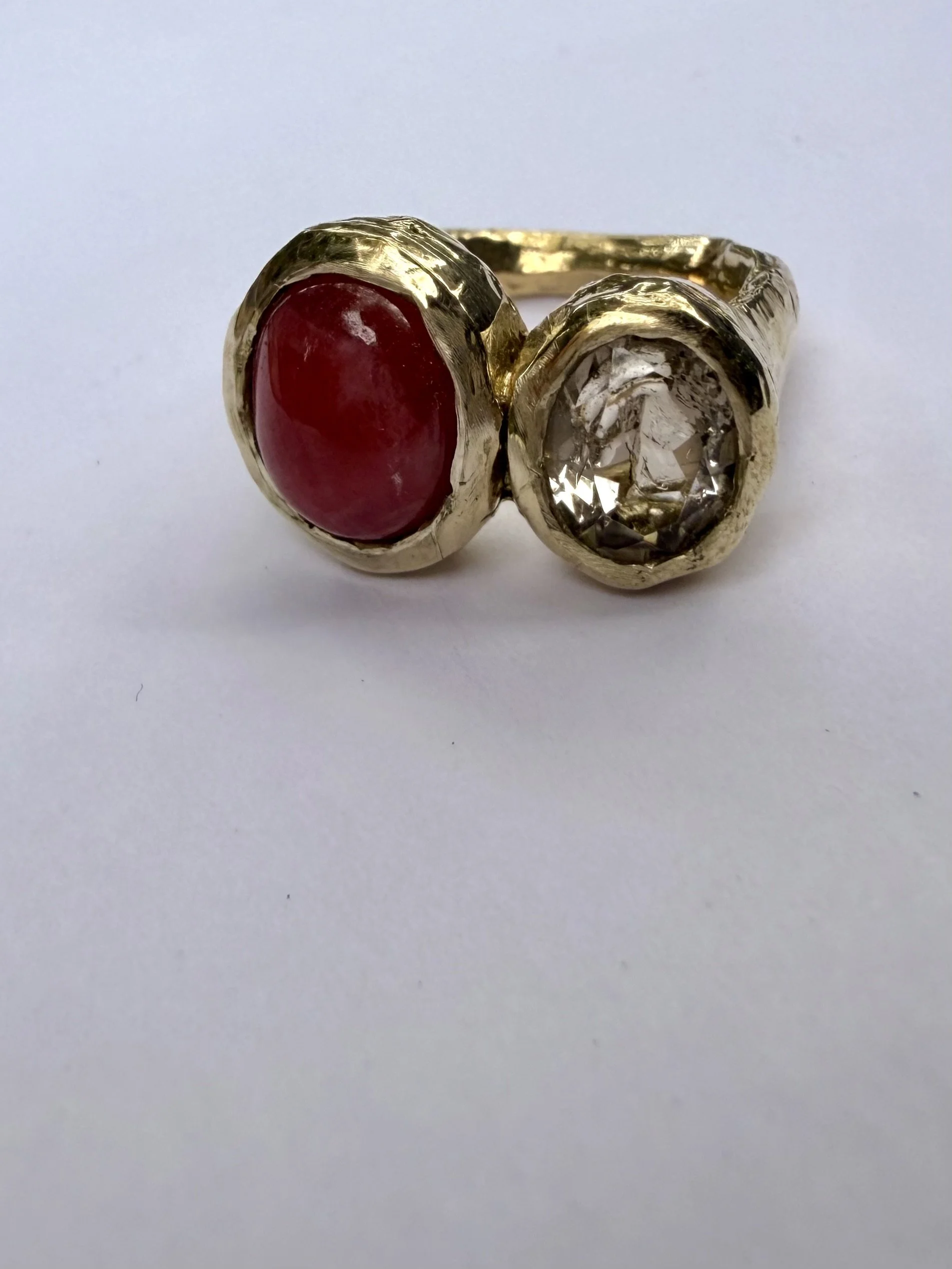 Rhodonite &  Pink Beryl Dyad Ring