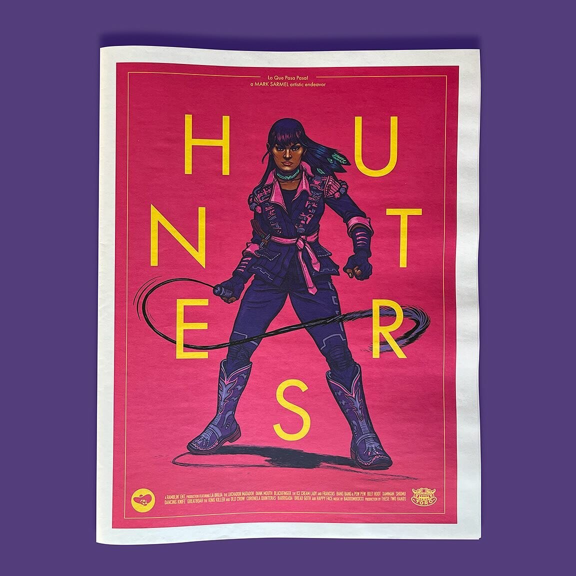 What is this Hunters thing? I&rsquo;ll tell you what it is. It&rsquo;s 24 pages of eye melting awesomness! Inside these slick  11.5&rdquo;x14.5&rdquo;newpsrint pages are a bevy of characters from all over the world and even some from mythological wor