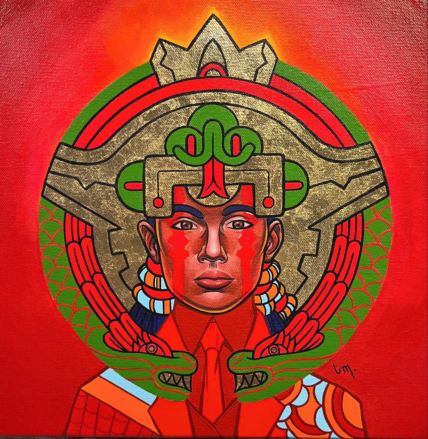 Sold! Thanks to @elephantroomgallery for having me in their show and for getting this piece into the hands of a collector. #artcollector #elephantroomgallery #latinartist #thecolorred #nativequeen #redqueen #aztecqueen