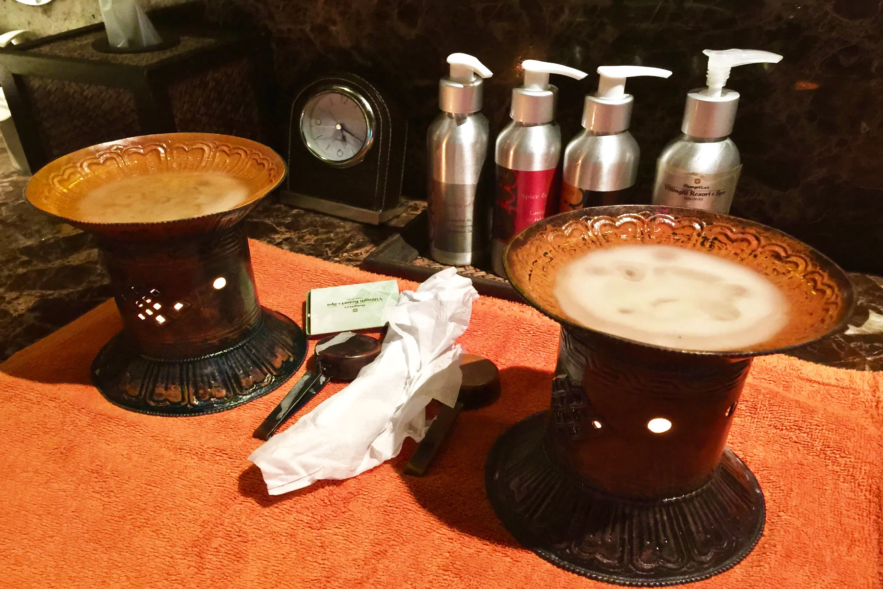Heated coconut oil