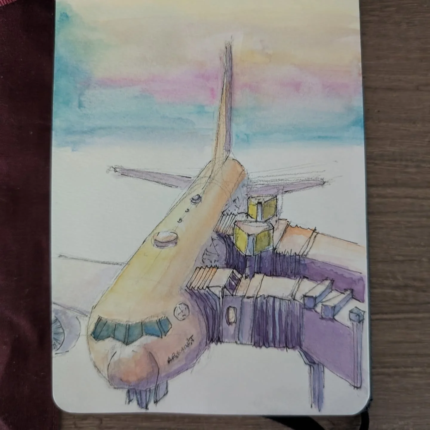 Back in January, I had a long layover in London Heathrow. Memories of that airport are always of big crowds and long layovers. 

At least I think those sketches are from that layover 😅

This is a new sketchbook I bought while I was traveling. The pa