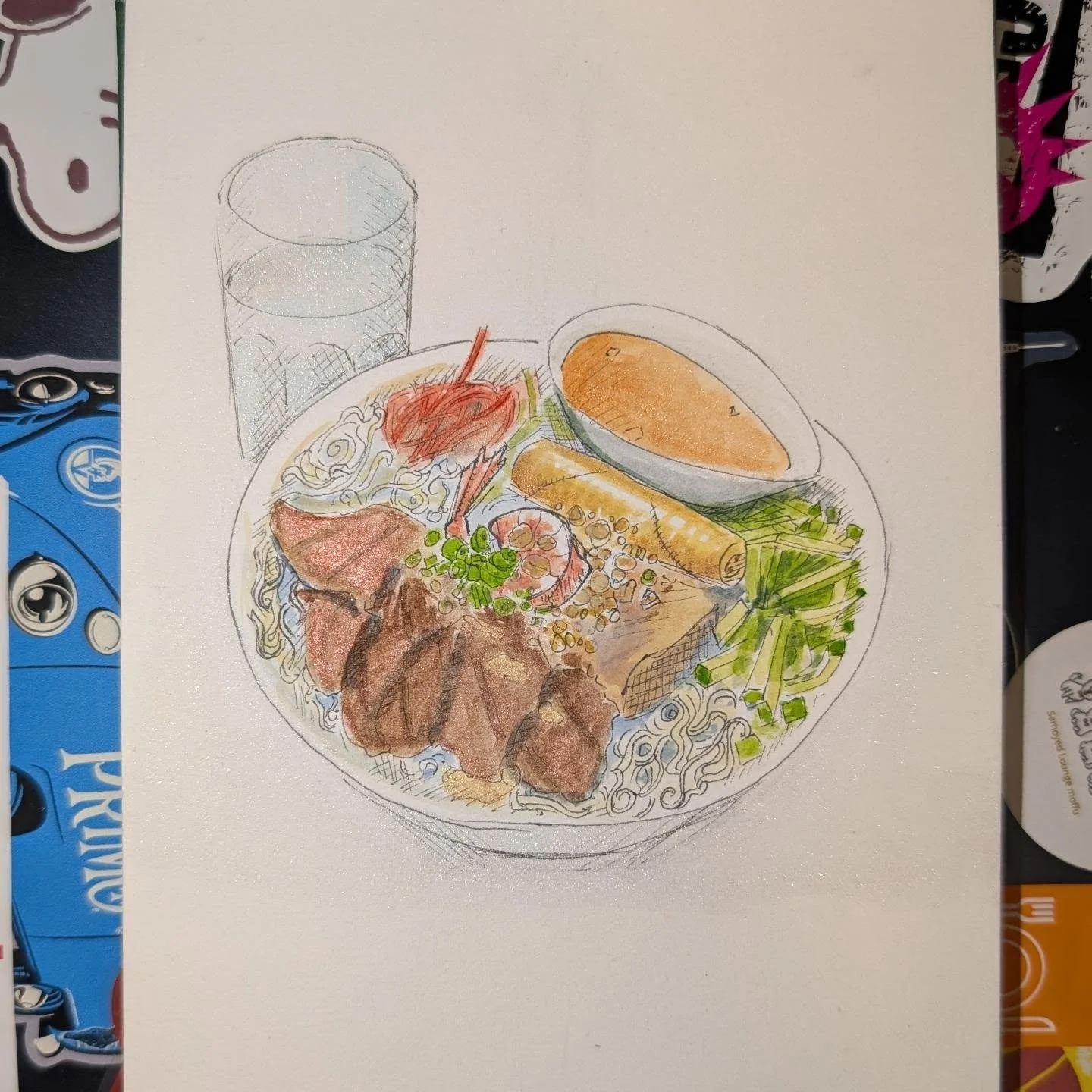 CƠM/B&Uacute;N THỊT NƯỚNG ĐẶC BIỆT

This dish always brings back memories 🤍

___
#watercolor #sketch