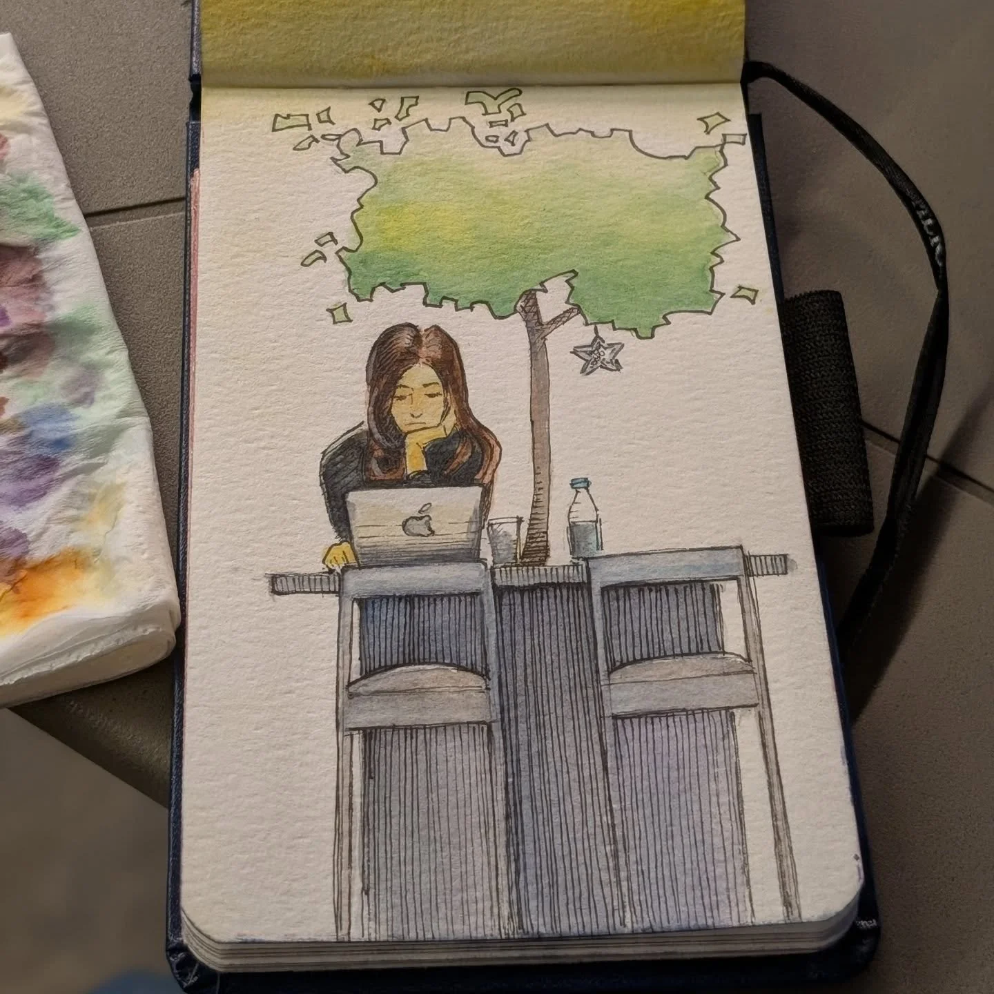 Up to no good, sketching strangers again. 
#watercolors #sketchbook #workinprogress