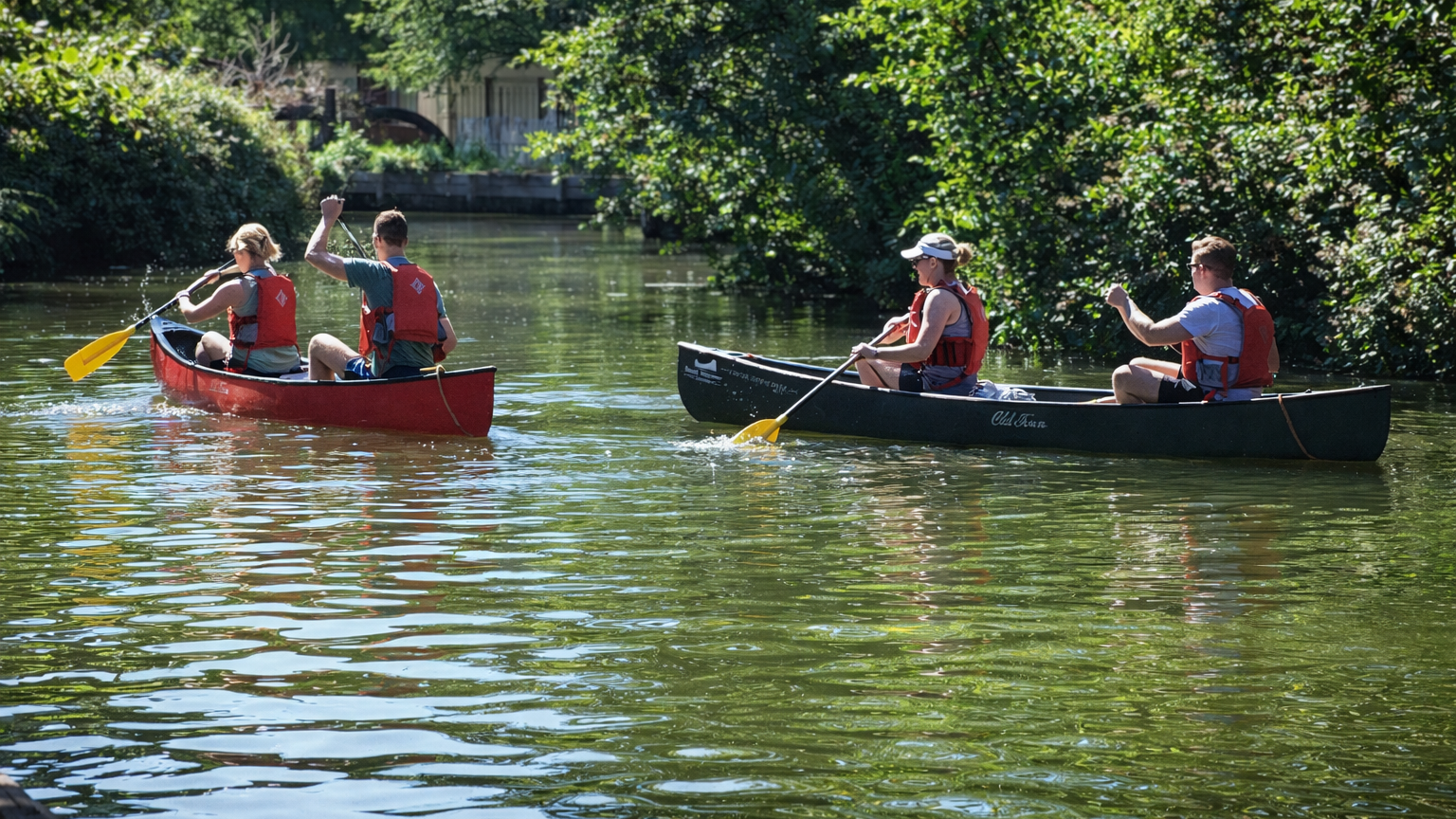 Canoeing through a serene river.png