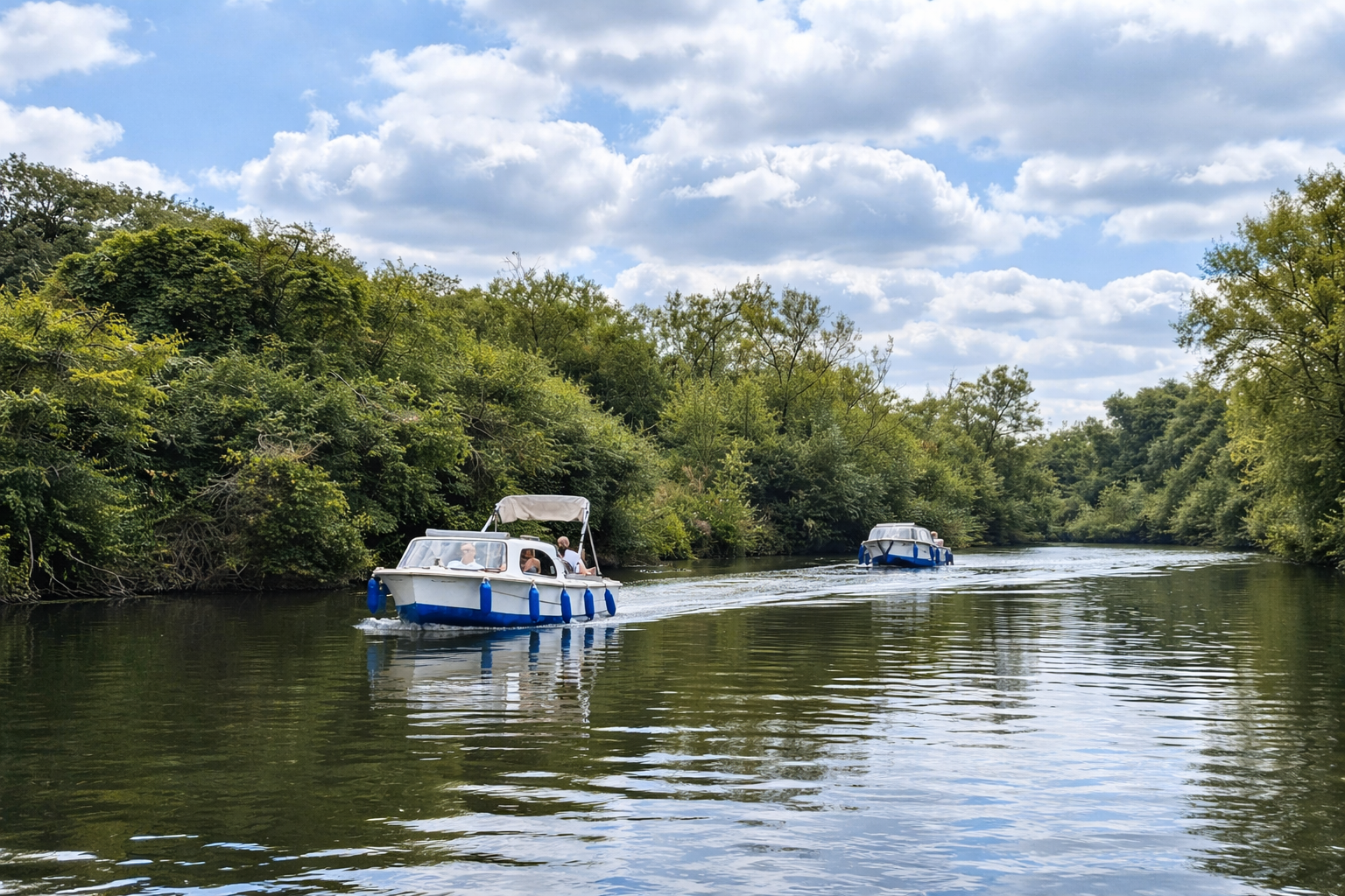 Motorboats cruising on a tranquil river.png