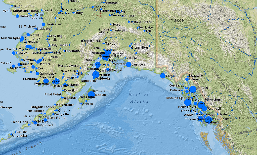 Interactive map: fishing communities throughout Alaska 