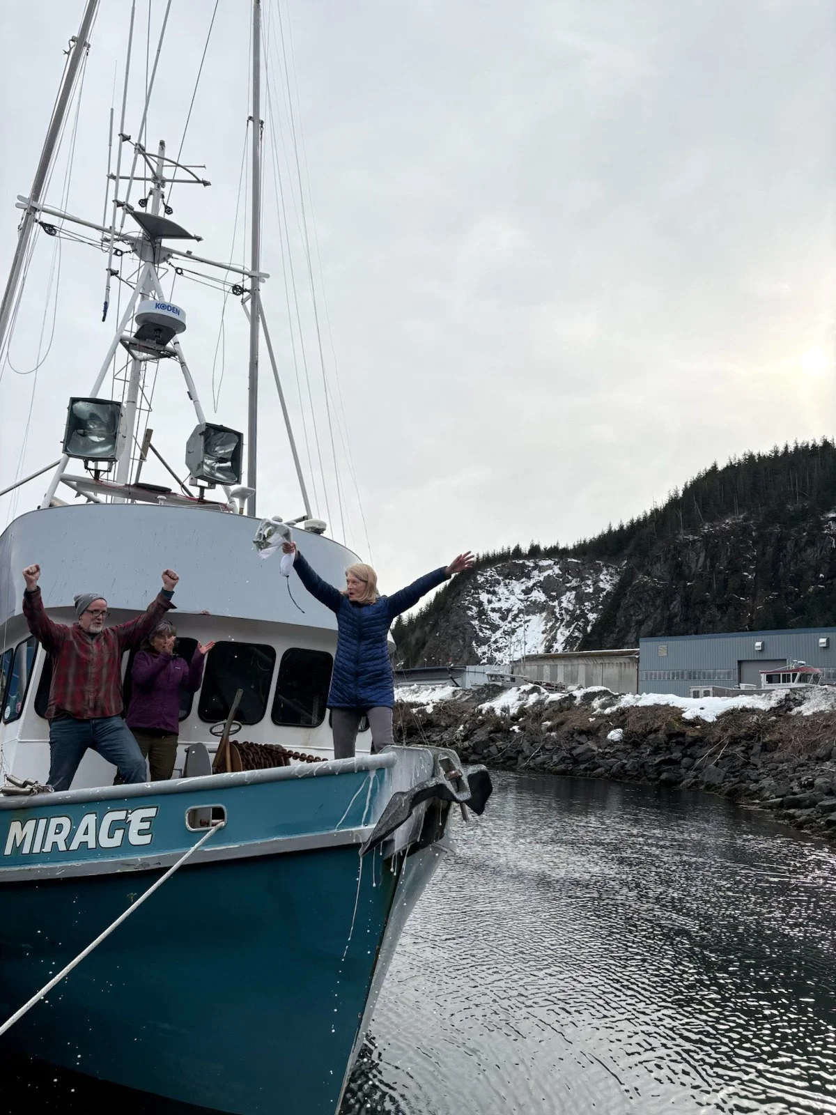   F/V Mirage christened by Sen. Murkowski! So proud to share the moment with Senator Murkowski and deeply grateful for her support. Hats off to Serka Custom Marine, Sitka Sparks, UAF engineer Chandler Kemp and the ALFA TEAM!!  
