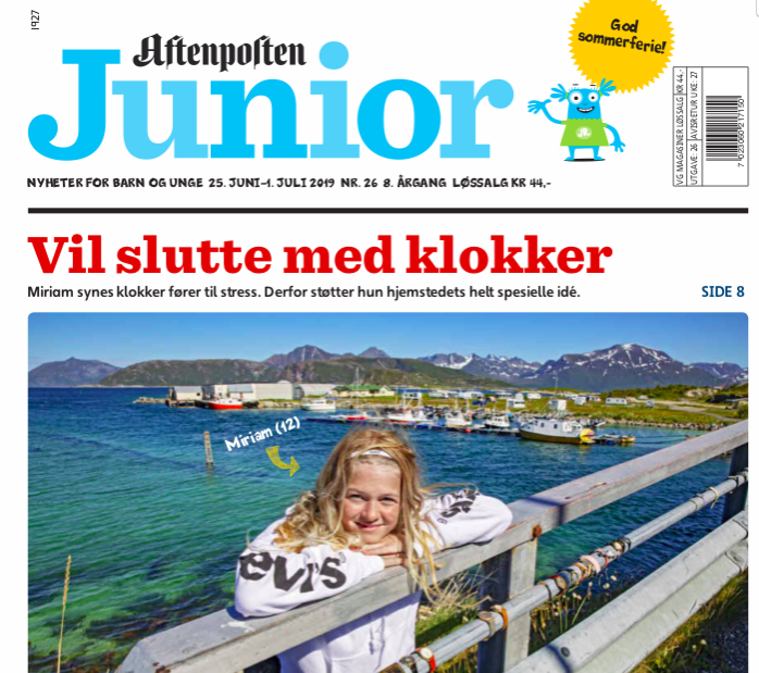 Faksimile fra Aftenposten Juniors forside 25. juni 2019.